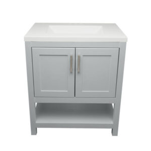 Gray – Tremblant Bathroom Vanity Cabinet with Top – with Cultured Marble or Quartz Stone Top