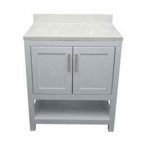 Gray – Tremblant Bathroom Vanity Cabinet with Top – with Cultured Marble or Quartz Stone Top