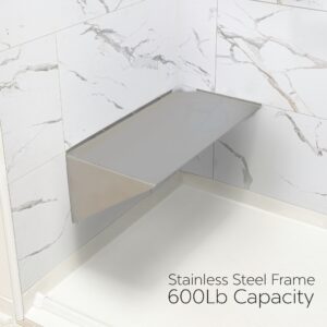Bariatric Corner Shower Rectangular Seat, Heavy Duty Oversized, Stainless Steel Frame 600 Lbs Capacity