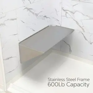 Bariatric Corner Shower Rectangular Seat, Heavy Duty Oversized, Stainless Steel Frame 600 Lbs Capacity