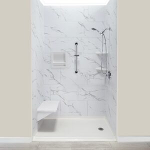 Bariatric Corner Shower Rectangular Seat, Heavy Duty Oversized, Stainless Steel Frame 600 Lbs Capacity