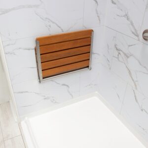 Folding Teak Shower Chair with Fold-Down Design 20.5″W x 13.4″L
