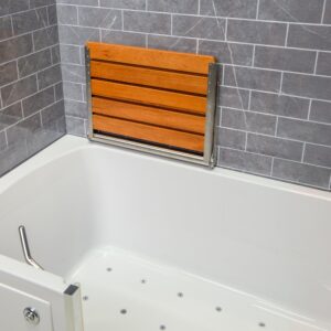 Folding Teak Shower Chair with Fold-Down Design 20.5″W x 13.4″L