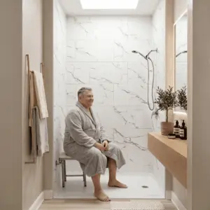 Folding Shower Chair with Fold-Up Design