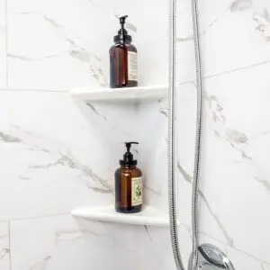 Acrylic Corner Shower Shelf Glossy White
