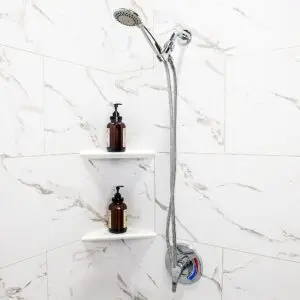 Acrylic Corner Shower Shelf Glossy White
