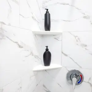 Acrylic Corner Shower Shelf Glossy White