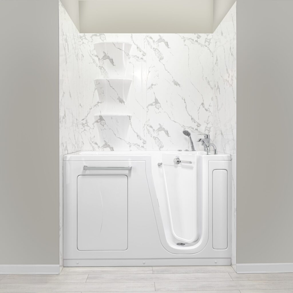Amluxx Oasis60 Acrylic Hydro Massage Walk in Tub 30"x60", Inward Swing Door, 2 Piece Faucet