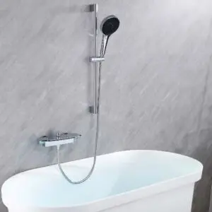 Waterfall Bathtub Faucet Wall Mount with 24″ Slider and Hand Held Shower