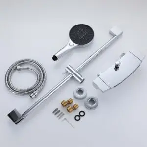 Waterfall Bathtub Faucet Wall Mount with 24″ Slider and Hand Held Shower