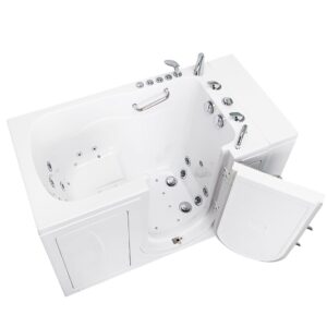 Capri Acrylic Outward Swing Door Walk-In Bathtub 30″ x 52″ (76 x 132cm) Dual Drain Technology