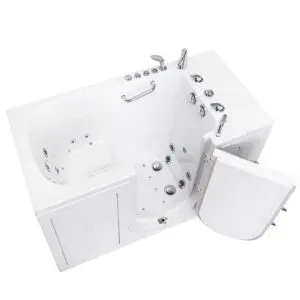 Capri Acrylic Outward Swing Door Walk-In Bathtub 30″ x 52″ (76 x 132cm) Dual Drain Technology