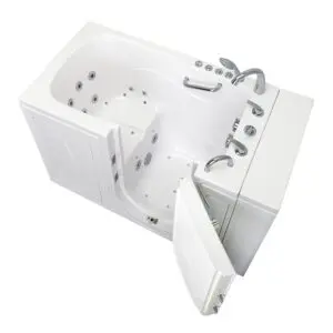 Capri Acrylic Outward Swing Door Walk-In Bathtub 30″ x 52″ (76 x 132cm) Dual Drain Technology