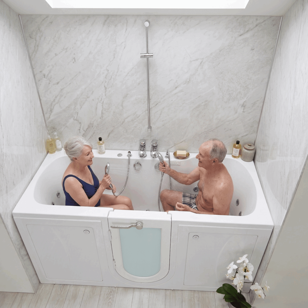 Big4Two Two Seat Acrylic Walk-In Bathtub 36"x80" (91x203cm) Dual Drain Technology