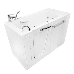 Amluxx Oasis52 Acrylic Hydro Massage Walk in Tub 30″x52″, Inward Swing Door, 2 Piece Faucet