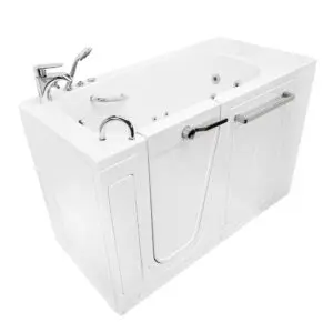 Amluxx Oasis52 Acrylic Hydro Massage Walk in Tub 30″x52″, Inward Swing Door, 2 Piece Faucet