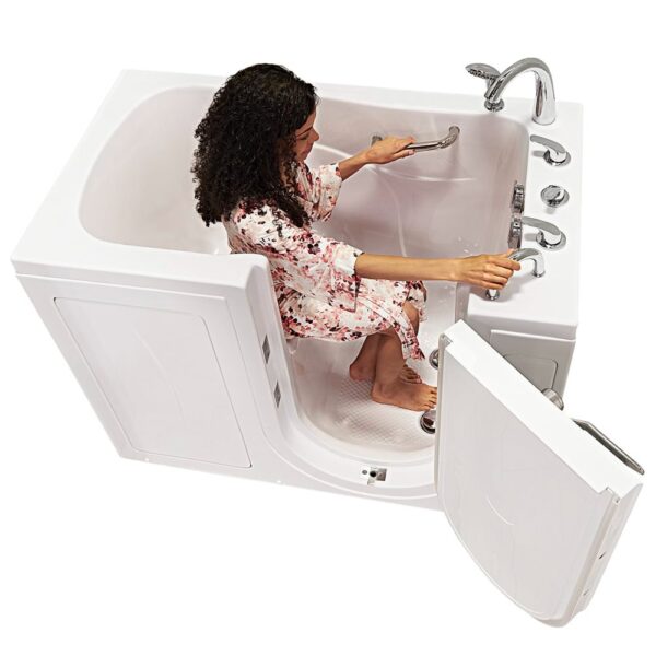 Capri Acrylic Outward Swing Door Walk-In Bathtub 30″ x 52″ (76 x 132cm) Dual Drain Technology